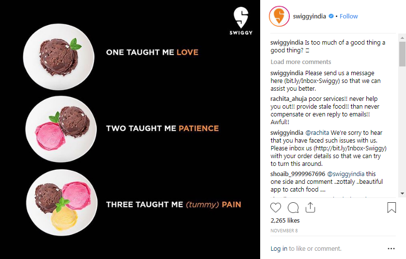 swiggy too sweet instagram post