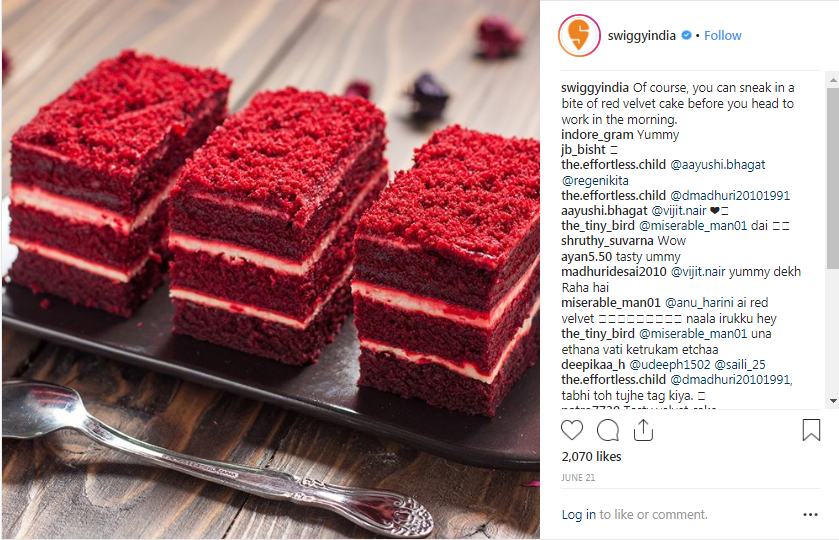 swiggy red velvet cake post