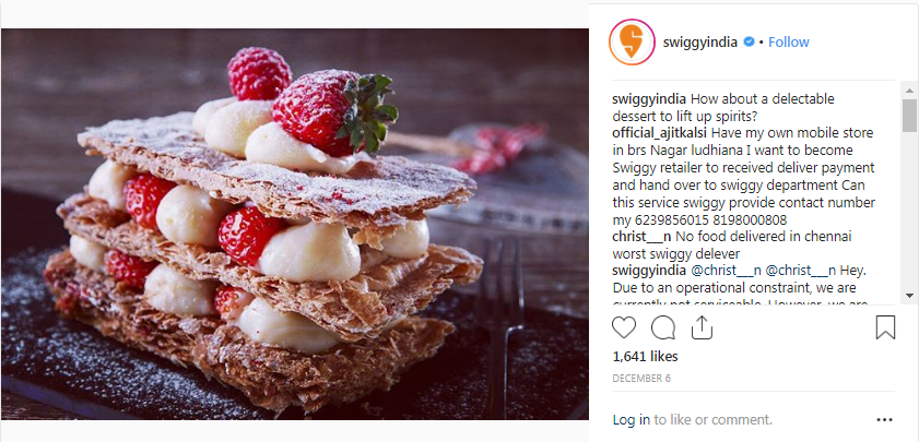delectable dessert from swiggy