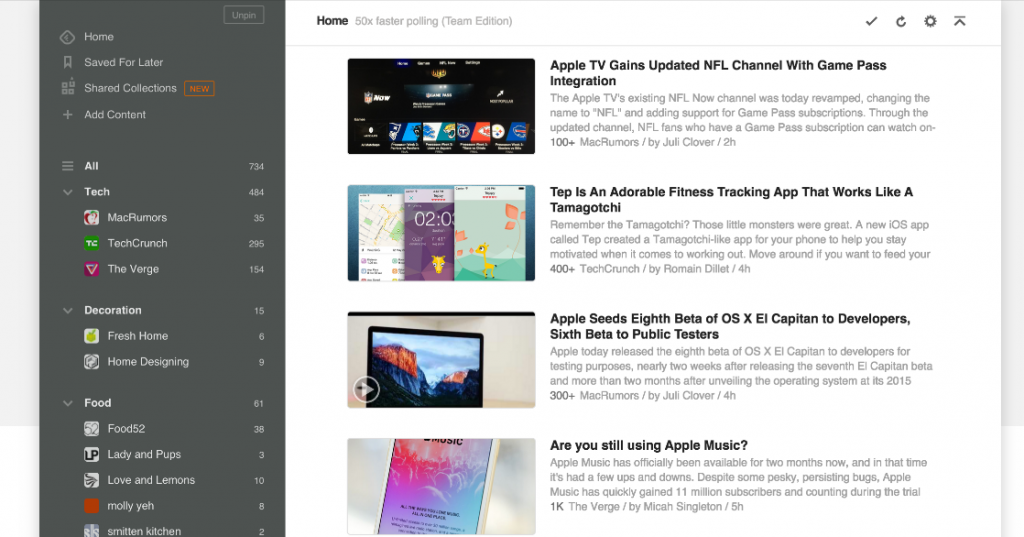 Get social media content ideas from Feedly - Vaizle