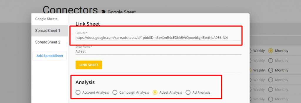 google sheets connector on vaizle 