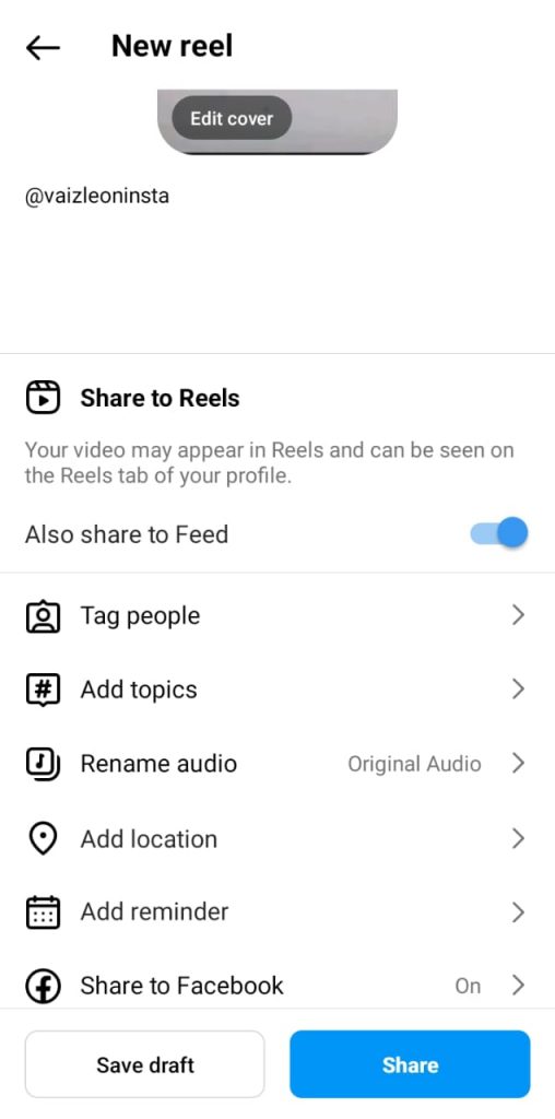 share reels in feed 