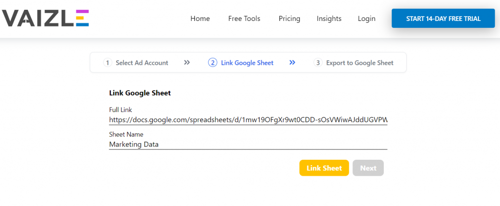 Link your google sheet 