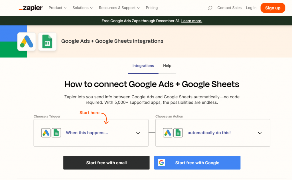 zapier google ads data to google sheet 