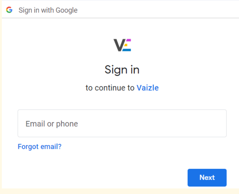 sign in to continue to Vaizle