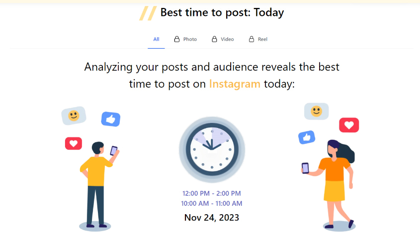 Find best time to post on Instagram with Vaizle 