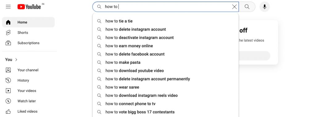 YouTube auto-complete feature

