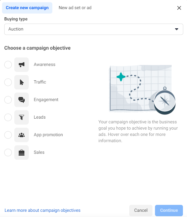 Facebook ad manager – campaign objectives
