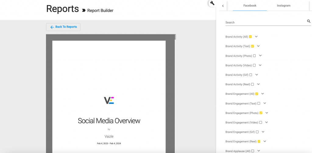 Choose metrics to have in your social media report 