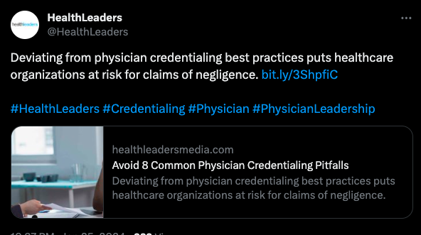  Twitter screenshot of a healthcare media company.  