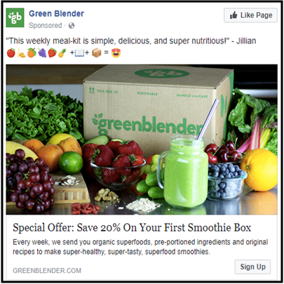 Facebook ad by Green Blender 