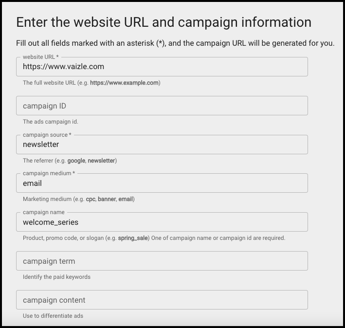 Google’s free Campaign URL Builder tool  