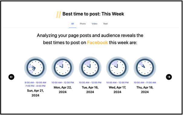 Best Time to Post on the Facebook tool by Vaizle 