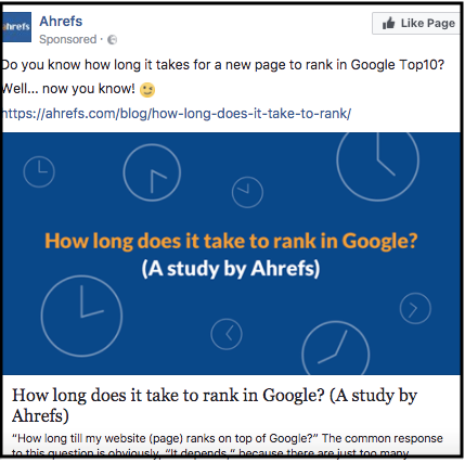 Facebook ad by Ahrefs