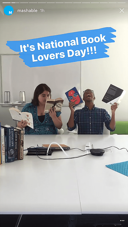 Mashable’s Instagram story regarding National Book Lovers Day