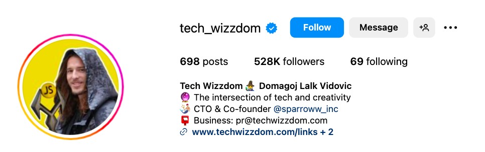 Screenshot of a tech-inspired Instagram username idea