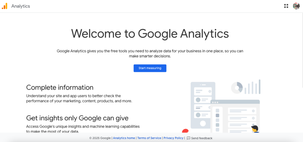 Snapshot of Google Analytics welcome screen.