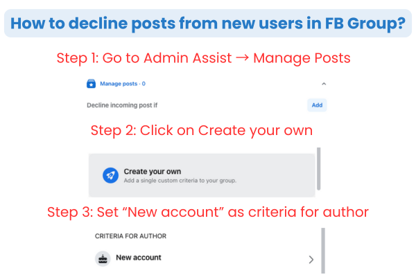 How to decline posts from new users in FB groups?