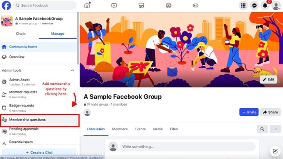 Membership questions option in Facebook Groups 