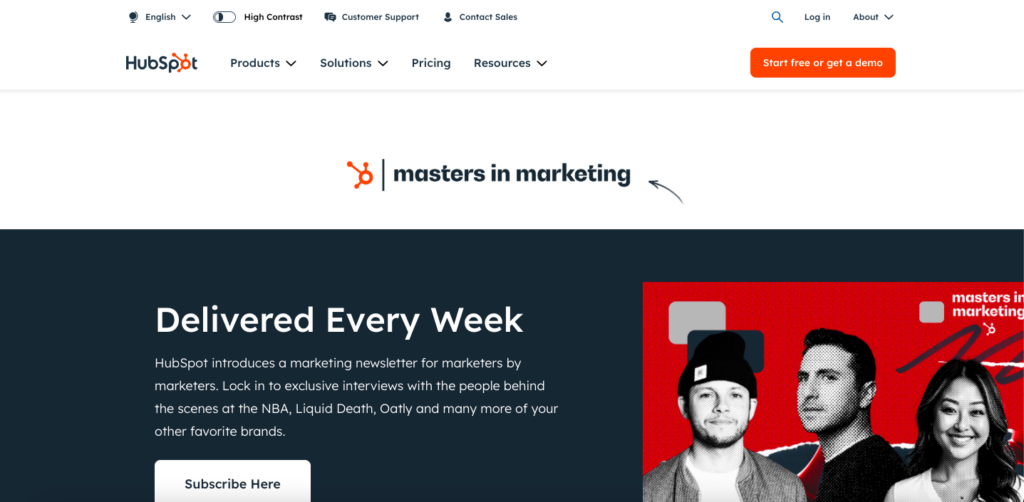 Masters in Marketing newsletter by HubSpot