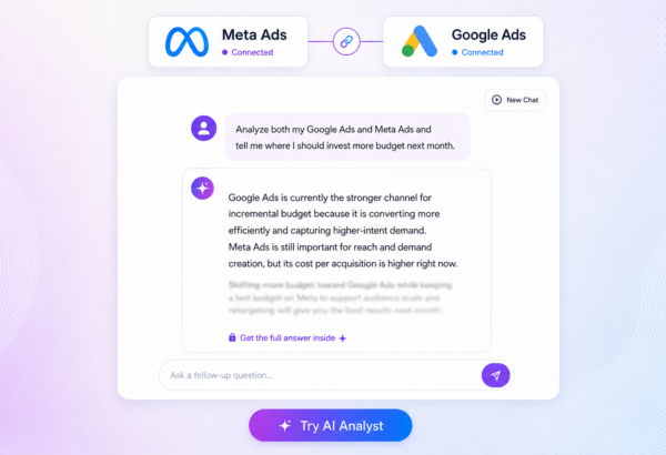Vaizle AI connects to Meta & Google Ads