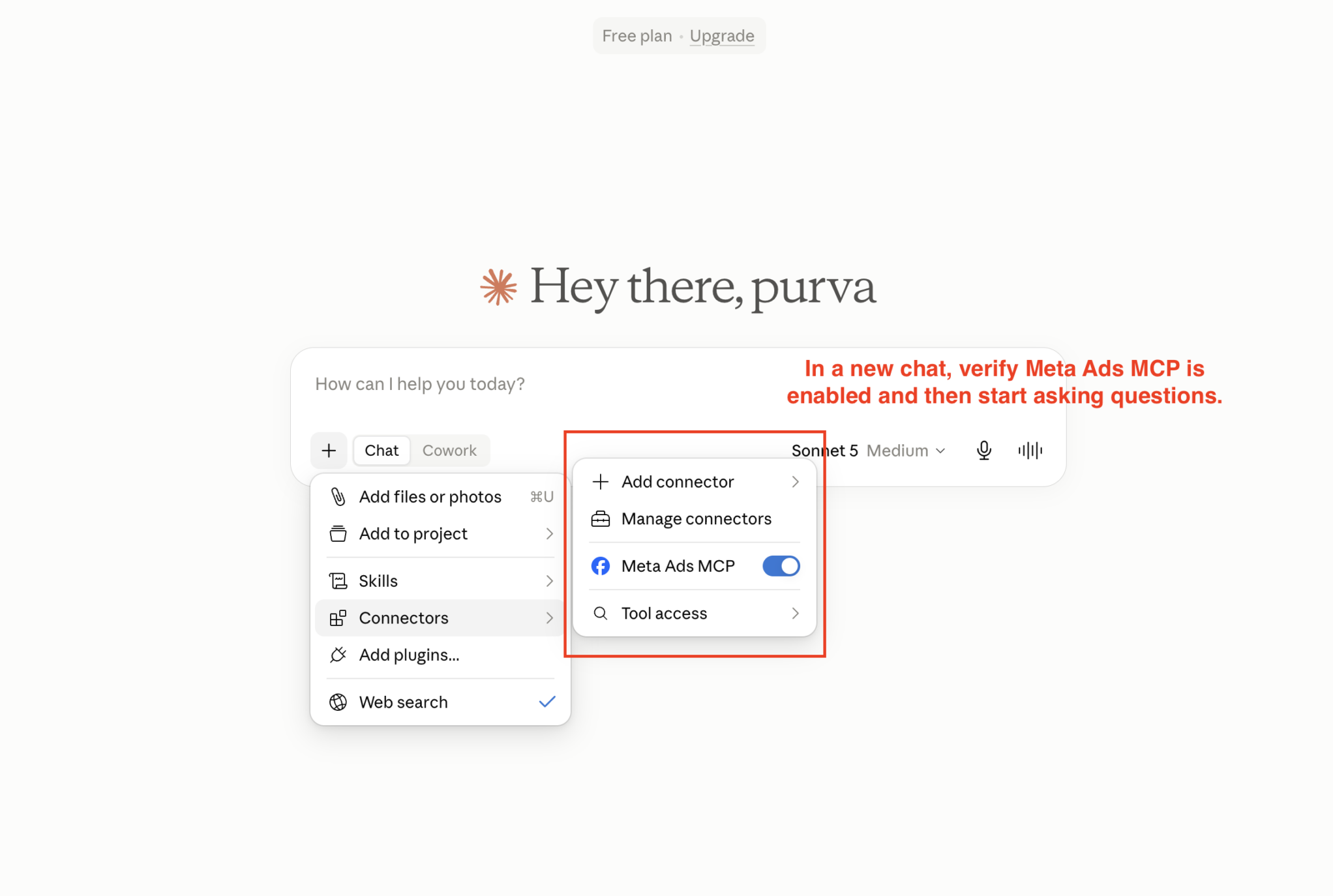 Enable Meta Ads MCP inside a Claude conversation
